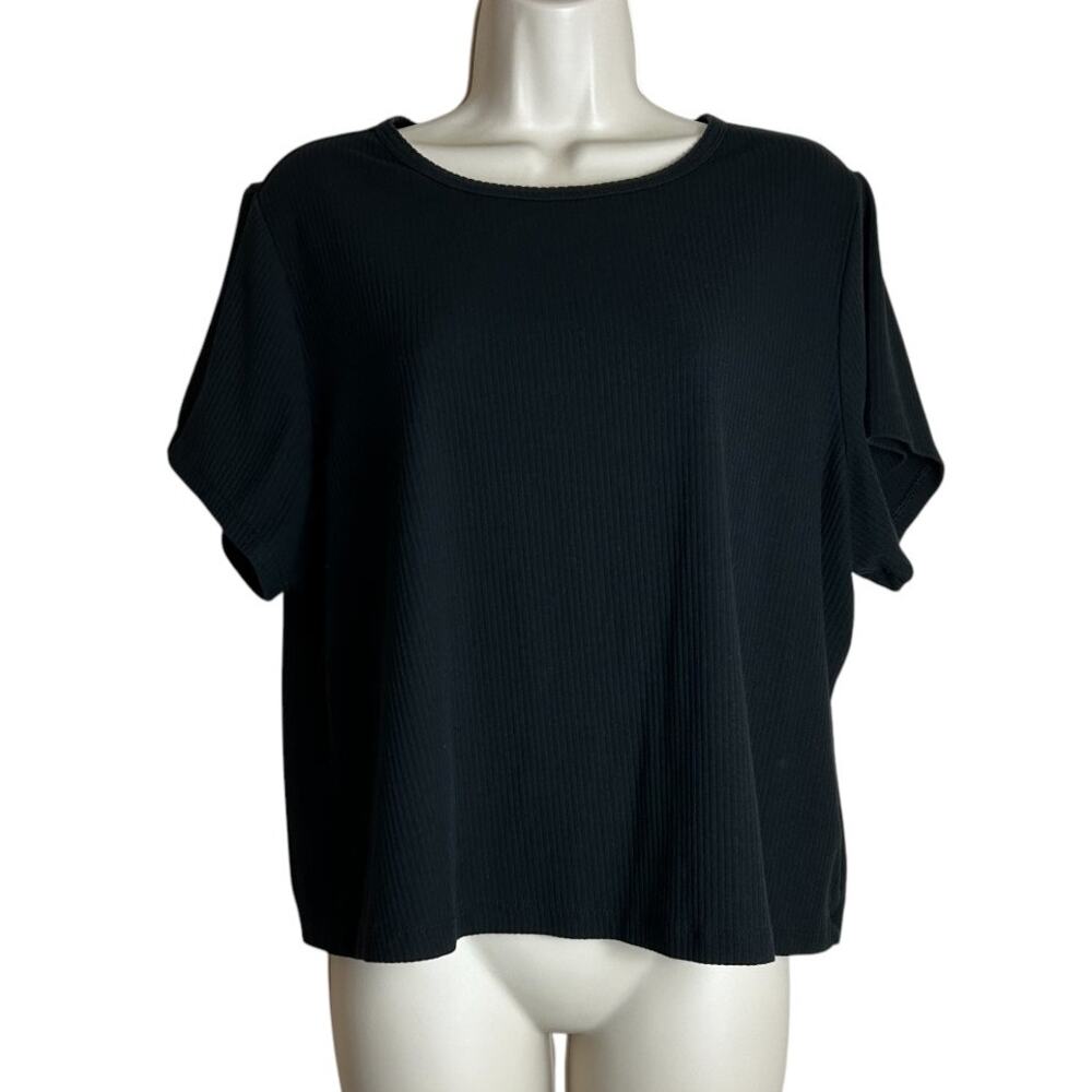 Old Navy 2X Black Ribbed Top Women's Cropped